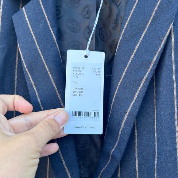 New Closed Brand Striped Navy Suit Blazer Jacket Cox Stewart Pants Wool 26 Small - Picture 8 of 14